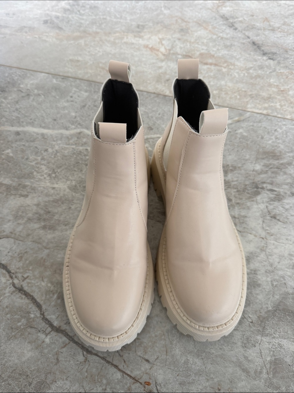 Chunky Chelsea Boots in Light Beige